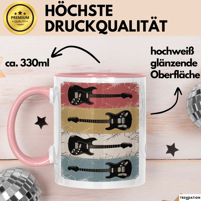 Gitarre Musik Retro Musiker Gitarrist Tasse Geschenk Lustige Geschenkidee Spruch Rosa Trendation