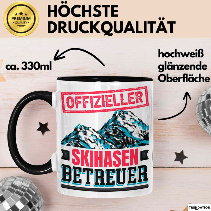 Ski Tasse Geschenk Grafik Offizieller Skihasen Betreuer Becher Schwarz Trendation