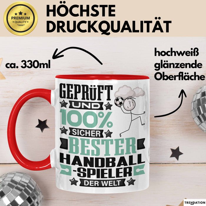 Handballspieler Geschenk Lustiger Spruch für Handballspieler Geschenkidee Bester Handballspieler Der Welt Rot Trendation