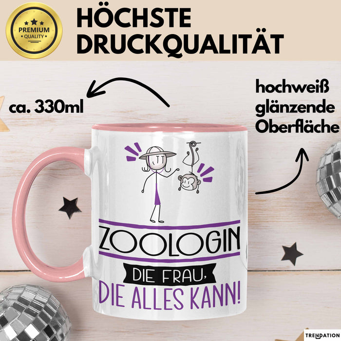 Zoologin Geschenk Tasse Becher Die Frau Die Allen Kann Geschenkidee für eine Zoologin Lustig Rosa Trendation