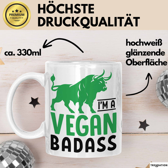 Veganer Tasse Geschenk Gym Vegan Gesund Stier Geschenkidee Weiß Trendation