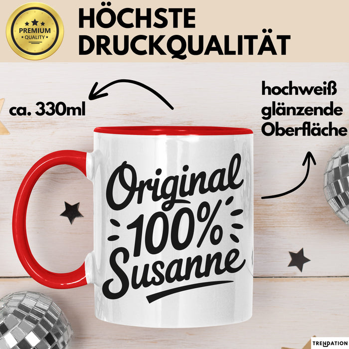 Susanne Tasse Geschenk Original 100% Susanne Geschenkidee Geburtstag Rot Trendation