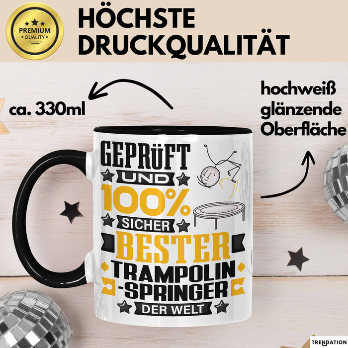 Trampolinspringer Geschenk Lustiger Spruch für Trampolinspringer Geschenkidee Bester Trampolinspringer Der Welt Schwarz Trendation