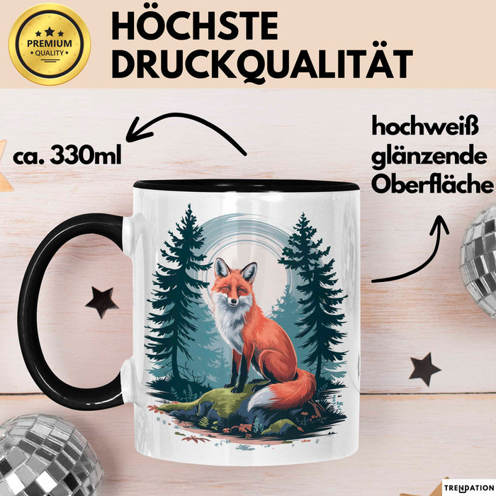 Fuchs Tierliebhaber Tasse Geschenk Lustige Geschenkidee Spruch Schwarz Trendation