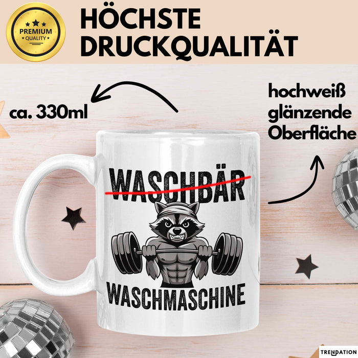 Waschbär Tierliebhaber Tasse Geschenk Lustige Geschenkidee Spruch Waschbär Waschmaschine Weiß Trendation