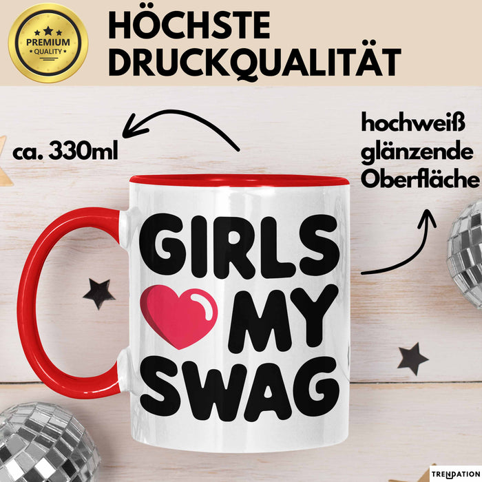 Sarkastische Jungs Sarkasmus Tasse Geschenk Lustige Geschenkidee Spruch Mädchen Lieben Meinen Swag Rot Trendation