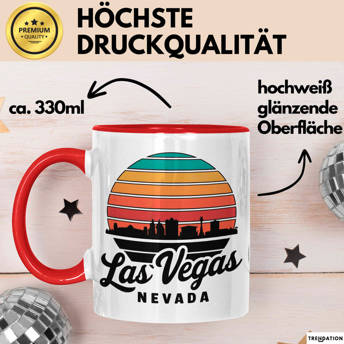 Las Vegas Nevada USA Tasse Geschenk Lustige Geschenkidee Spruch Rot Trendation