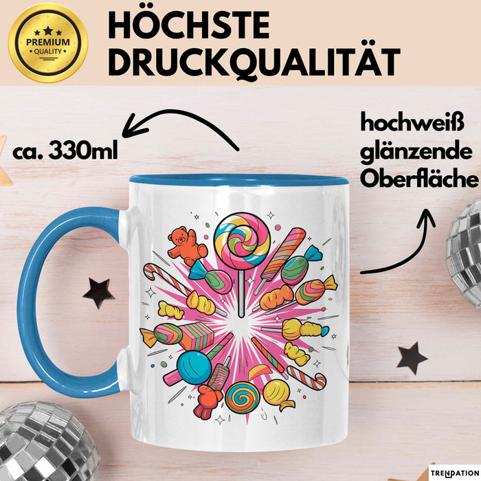 Zucker Süchtiger Tasse Geschenkidee für Naschkatze Blau Trendation