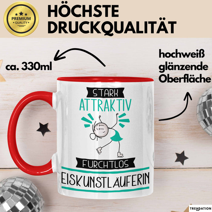 Eiskunstläuferin Tasse Geschenk Becher Stark Attraktiv Furchtlos Eiskunstläuferin Lustige Geschenkidee Rot Trendation