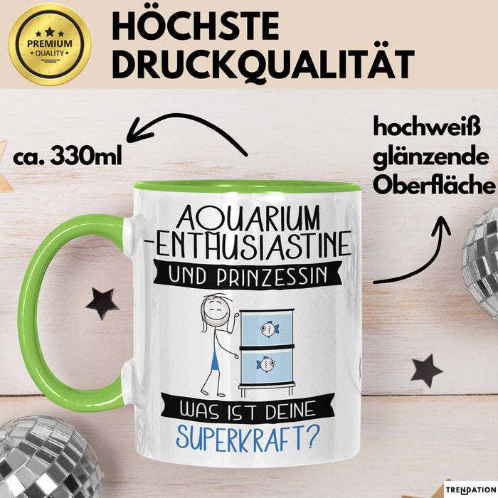 Aquarium-Enthusiastin Und Prinzessin Tasse Geschenk Für Eine Aquarium-Enthusiastin Geburtstag Was Ist Deine Superkraft Grün Trendation
