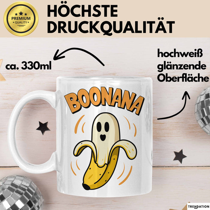Banane Halloween Feier Tasse Geschenk Lustige Geschenkidee Spruch Boonana Weiß Trendation