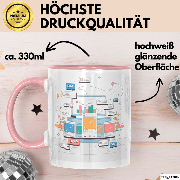 Social Media Manager Tasse Geschenk Lustige Geschenkidee Spruch Für Wachstum Treiber Rosa Trendation