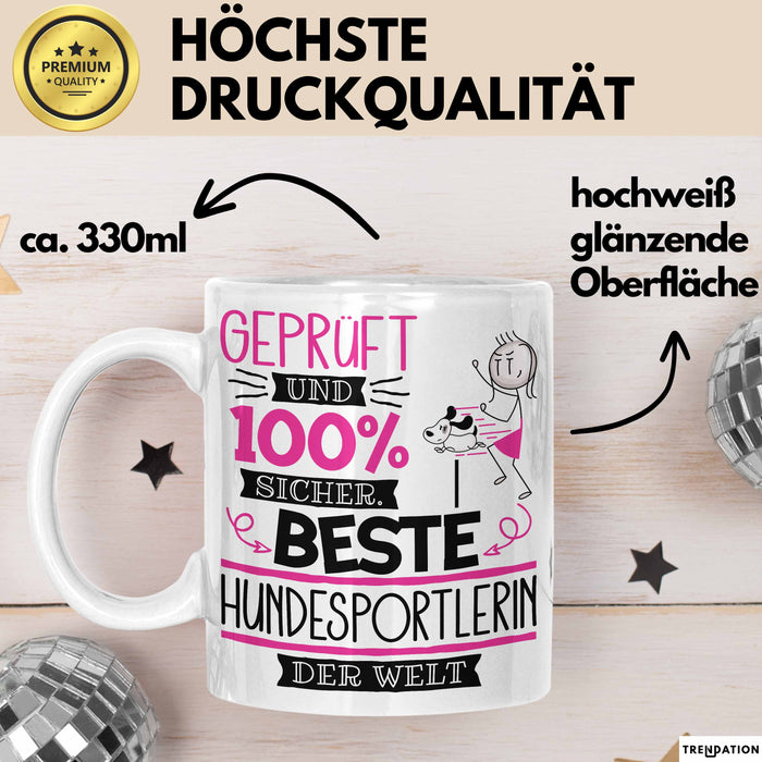 Beste Hundesportlerin Der Welt Tasse Geschenk für Eine Hundesportlerin Geprüft Und Sicher Geschenkidee Geburtstag Weihnachten Weiß Trendation