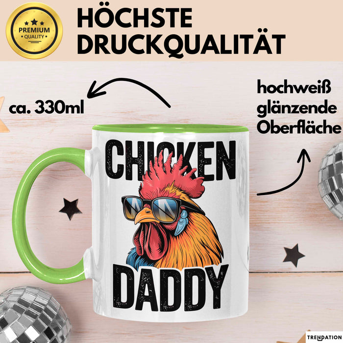 Huhn Tier Bauer Tasse Becher Geschenk Lustige Geschenkidee Spruch Hühnerpapa Grün Trendation