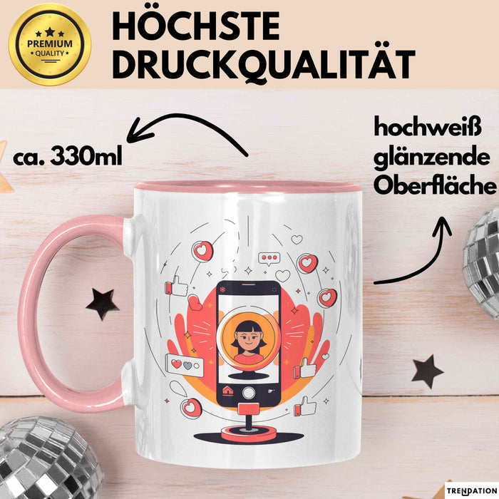 Influencer Tasse Geschenk Lustige Geschenkidee Spruch Für Trend Setter Rosa Trendation