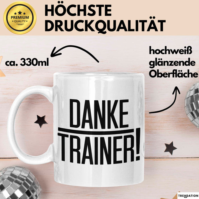 Fußballtrainer Fußballteam Tasse Geschenk Lustige Geschenkidee Spruch Danke Trainer Weiß Trendation