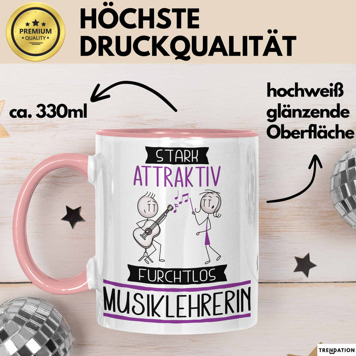Musiklehrerin Tasse Geschenk Becher Stark Attraktiv Furchtlos Musiklehrerin Lustige Geschenkidee Rosa Trendation