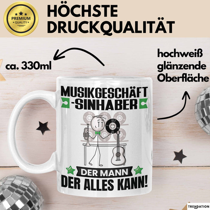 Musikgeschäftsinhaber Tasse Geschenk für Musikgeschäftsinhaber Der Mann Der Alles Kann Geschenkidee zum Geburtstag Weiß Trendation
