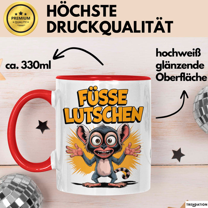 Sarkasmus Sarkastisch Tasse Geschenk Lustige Geschenkidee Spruch Füsse Lutschen Rot Trendation