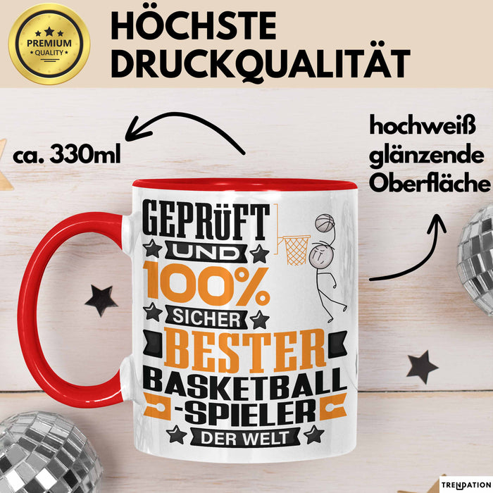 Basketballspieler Geschenk Lustiger Spruch für Basketballspieler Geschenkidee Bester Basketballspieler Der Welt Rot Trendation
