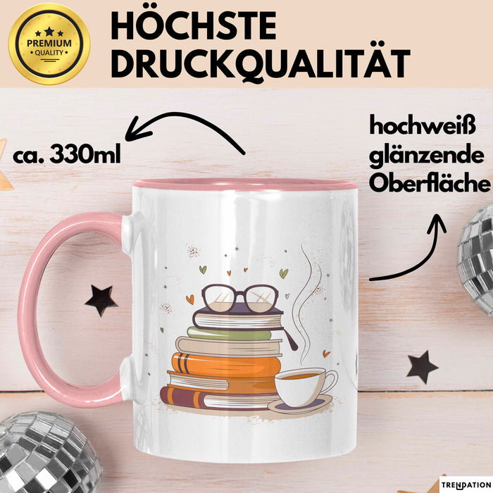Bücherwurm Tasse Geschenk Lustige Geschenkidee Spruch Für Lese Liebhaber Rosa Trendation