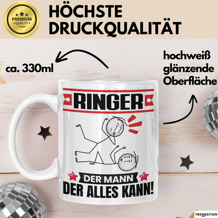 Ringer Tasse Geschenk für Ringer Der Mann Der Alles Kann Geschenkidee zum Geburtstag Weiß Trendation