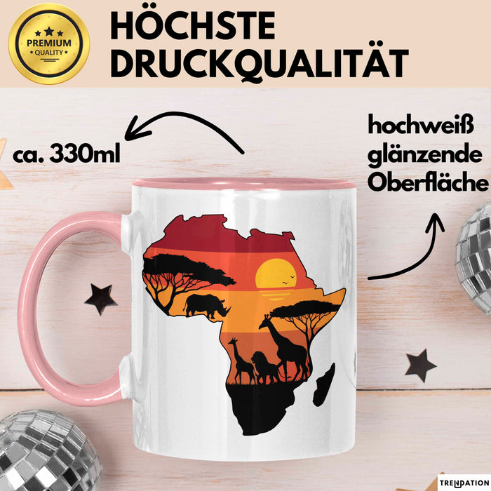 Afrika Karte Nashorn Tasse Geschenk Lustige Geschenkidee Spruch Rosa Trendation