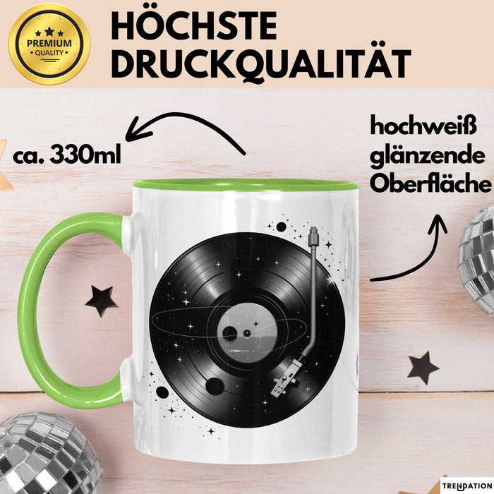 Vinyl Schallplatten Musikliebhaber Musiker Tasse Geschenk Lustige Geschenkidee Spruch Grün Trendation