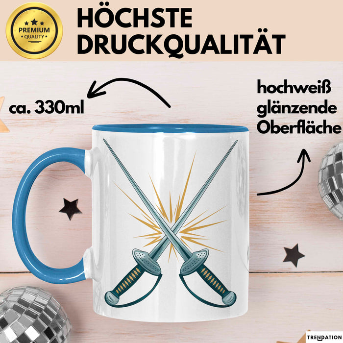 Fechter Tasse Geschenkidee für Schwertkampf Experten Blau Trendation