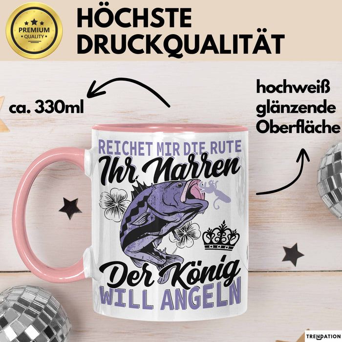 Angler Geschenk Tasse Spruch Männer Angeln Geschenkidee Kaffee-Becher Fischer Angeln Rosa Trendation