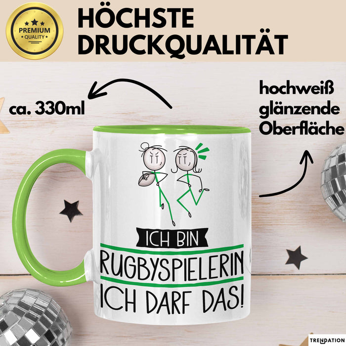 Geschenk für Rugbyspielerin Tasse Lustige Geschenkidee Geburtstag Ich Bin Rugbyspielerin Ich Darf Das Grün Trendation