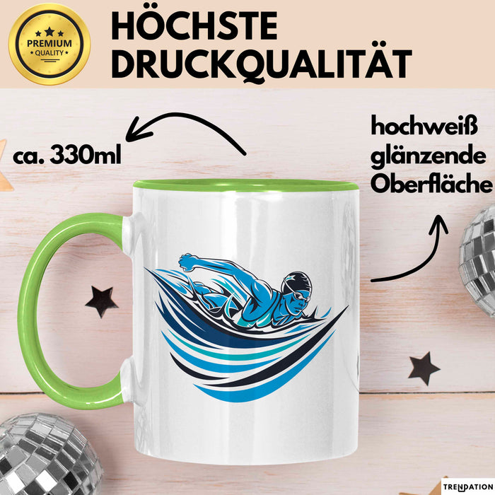 Schwimm Enthusiast Tasse Geschenkidee für Poolliebhaber Grün Trendation