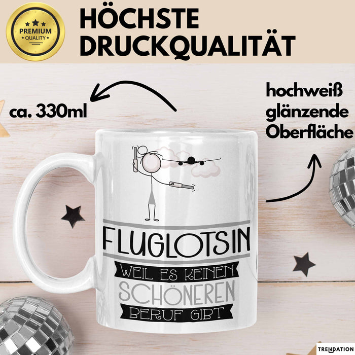 Fluglotsin Weil Es Keinen Schöneren Beruf Gibt Tasse Geschenk für Eine Fluglotsin Lustig Weiß Trendation