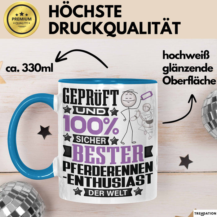 Pferderennen-Enthusiast Geschenk Lustiger Spruch für Pferderennen-Enthusiast Geschenkidee Bester Pferderennen-Enthusiast Der Welt Blau Trendation