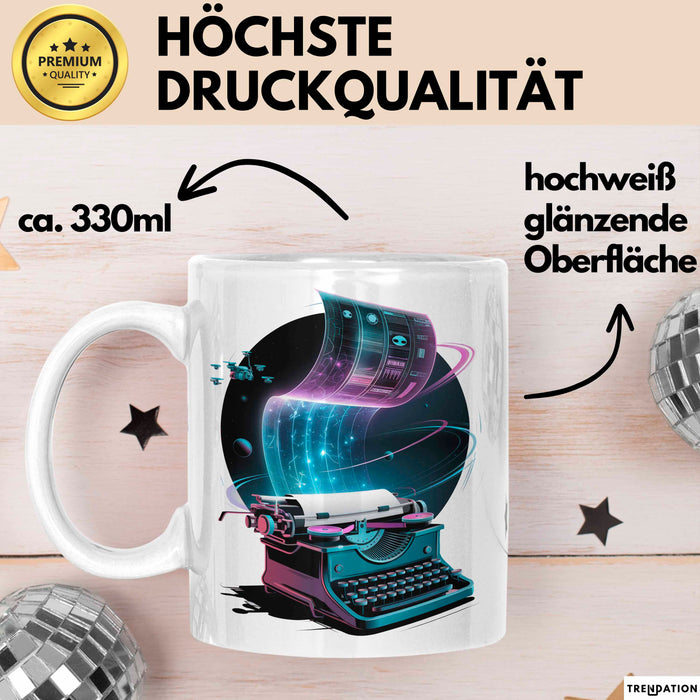 Sci Fi Autor Tasse Geschenkidee für Zukunftswelten Weiß Trendation