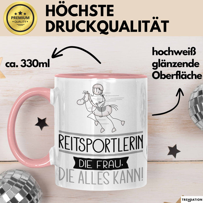 Reitsportlerin Geschenk Tasse Becher Die Frau Die Allen Kann Geschenkidee für eine Reitsportlerin Lustig Rosa Trendation