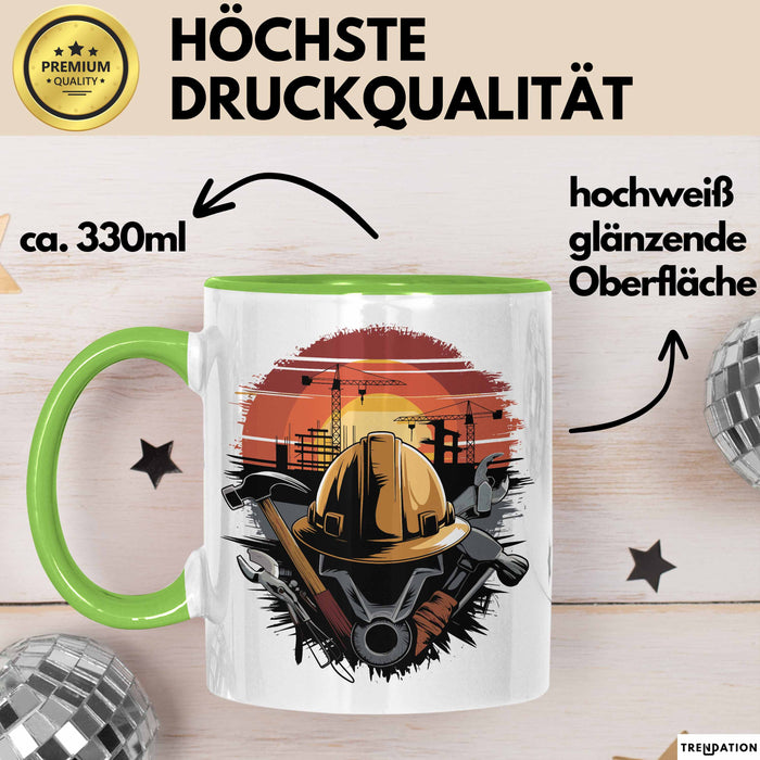 Bauarbeiter Tasse Geschenkidee für Bauarbeiter Grün Trendation