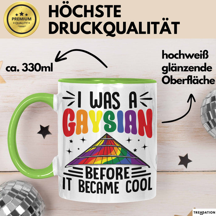 Asiate Schwul Tasse Geschenk I Was Gaysian Before It Became Cool Geschenkidee Lgbtq Gay Lesbian Becher Grün Trendation