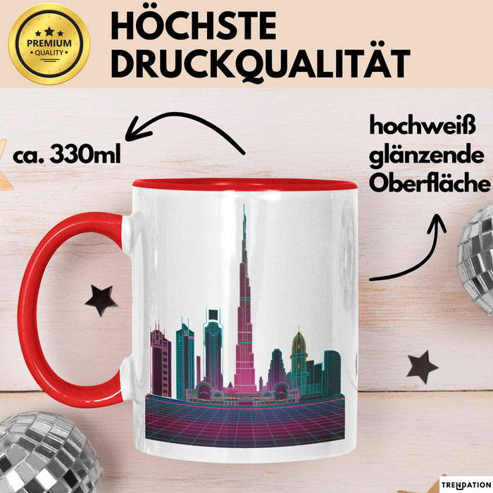 Dubai VAE Burj Khalifa Tasse Geschenk Lustige Geschenkidee Spruch Rot Trendation
