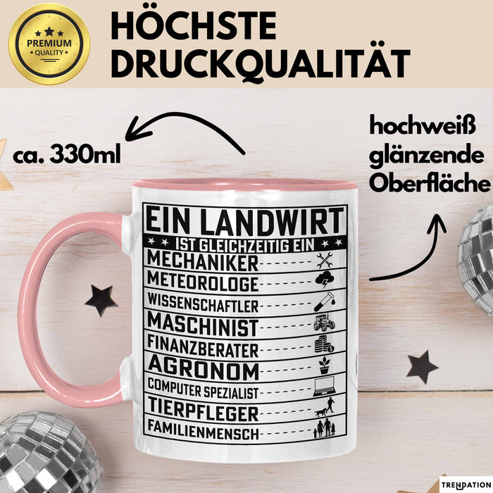 Landwirt Geschenk Tasse Lustiger Spruch Geschenkidee Ein Landwirt Ist Gleichzeitig Ein Rosa Trendation