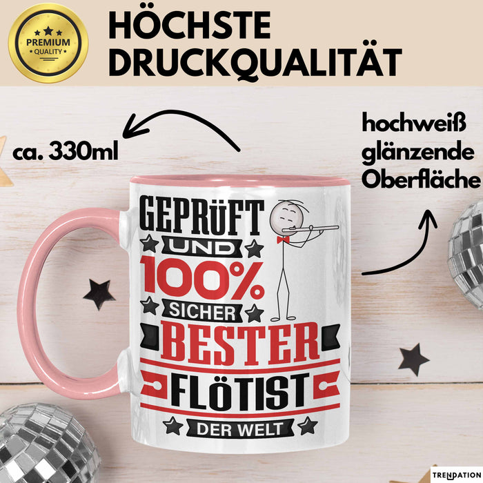 Flötist Geschenk Lustiger Spruch für Flötist Geschenkidee Bester Flötist Der Welt Rosa Trendation