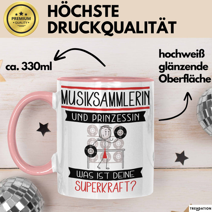 Musiksammlerin Und Prinzessin Tasse Geschenk Für Eine Musiksammlerin Geburtstag Was Ist Deine Superkraft Rosa Trendation