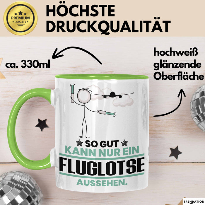 Fluglotse Geschenk Tasse So Gut Kann Nur Ein Fluglotse Aussehen Geschenkidee Kaffee-Becher Grün Trendation
