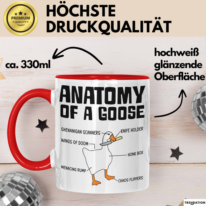 Gans Tasse Geschenk Mit Humor Anatomy Of A Goose Knife Holder Wings Of Doom Kaffee-Becher Rot Trendation