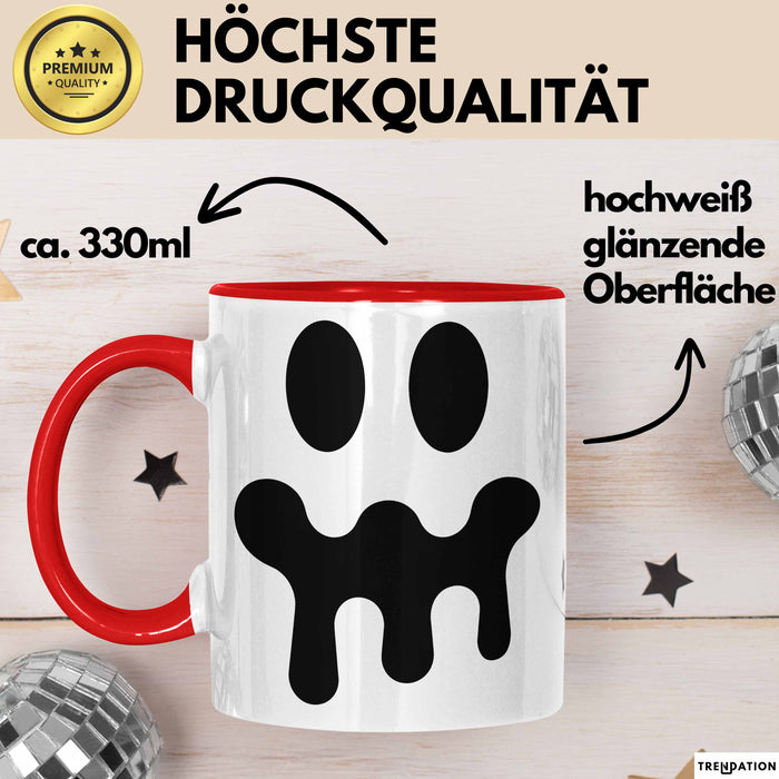 Lächeln Halloween Feier Tasse Geschenk Lustige Geschenkidee Spruch Rot Trendation