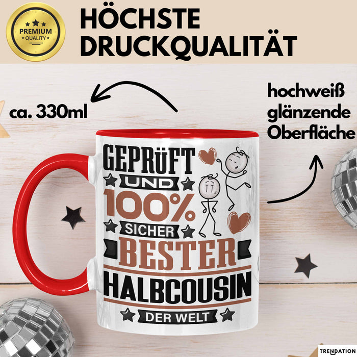 Halbcousin Geschenk Lustiger Spruch für Halbcousin Geschenkidee Bester Halbcousin Der Welt Rot Trendation
