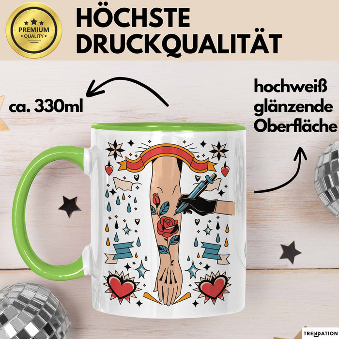 Tätowierer Tasse Geschenk Lustige Geschenkidee Spruch Für Tattoo Künstler Grün Trendation