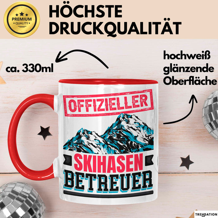 Ski Tasse Geschenk Grafik Offizieller Skihasen Betreuer Becher Rot Trendation