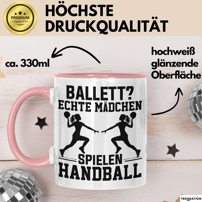 Handball-Spielerin Tasse Geschenk Frauen Ballett Echte Mädchen Spielen Handball Rosa Trendation