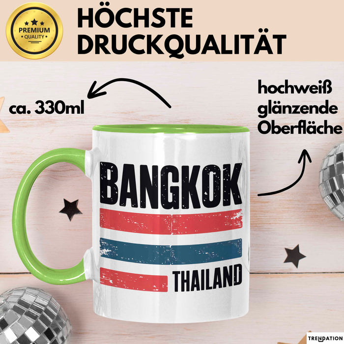 Bangkok Thailand Tasse Geschenk Lustige Geschenkidee Spruch Grün Trendation